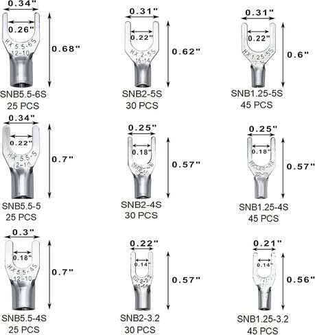 280PCS Non-Insulated Ring & Fork Terminals Kit,#8#10 1/4" 5/16" Stud Size Tin-Plated Copper Ring Fork Terminal,Uninsulated AWG 22-10 Electric Wire Crimp Ring & Fork Connector in Kuwait