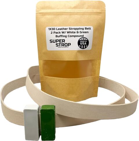 1X30 Leather Honing Polishing Belts 2 Pack with White & Green Buffing Compounds in Saudi Arabia