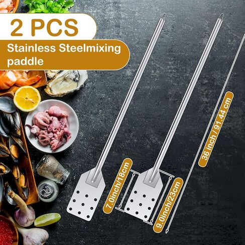 2 Pcs 36 Inch Stainless Steel Mixing Paddle Extra Long Handled Stainless Steel Stirring Paddle Stainless Steel Mash Paddle for Large Batch Cooking Crawfish Boil in Big Stock Pots Brewing Beer in Saudi Arabia