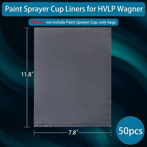 Paint Sprayer Cup Liners 50 Pcs Clear Spray Gun Bags Sprayer Cup Canister Liners for HVLP Wagner Paint Sprayer Parts Accessories Compatible with Most Spray Guns (7.8 x 11.8 Inch) in Saudi Arabia