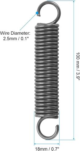 PATIKIL Extension Spring, 1pcs Wire Diameter 0.1", OD 0.8", Free Length 3.9" Spring Steel Dual Hook Tension Springs for Lawn Tractor Home Repairs DIY, Grey in Saudi Arabia