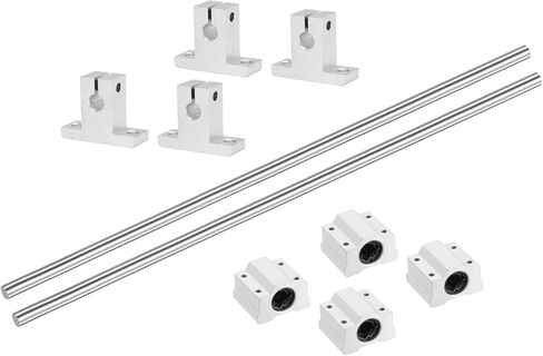 uxcell 2 قطعة 8 مم × 150 مم دليل منزلق عمود الحركة الخطية مع 4 قطع محامل SCS8UU و4 قطع SK8 دعم السكك الحديدية مجموعة دليل عمود الحركة الخطية للطابعة ثلاثية الأبعاد لآلة CNC، فضي in Kuwait
