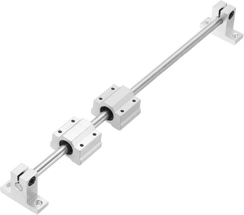 uxcell 2 قطعة 8 مم × 150 مم دليل منزلق عمود الحركة الخطية مع 4 قطع محامل SCS8UU و4 قطع SK8 دعم السكك الحديدية مجموعة دليل عمود الحركة الخطية للطابعة ثلاثية الأبعاد لآلة CNC، فضي in Kuwait