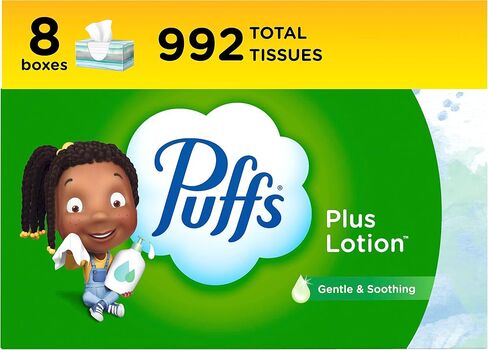 Puffs Plus Lotion Facial Tissues, 4 Family Boxes, 124 tissues per box in Saudi Arabia