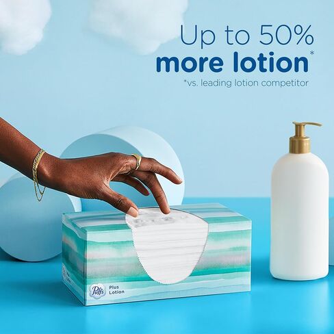 Puffs Plus Lotion Facial Tissues, 4 Family Boxes, 124 tissues per box in Saudi Arabia