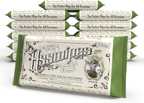 Fresh Body FB Asswipes from Fresh Body (2 Packs, 90 wipes) - Flushable Body & Bathroom Wipes for Butt, Face, Feet with Aloe and Vitamin E, for Adults to Baby - Alcohol, Paraben, and Fragrance Free in Kuwait
