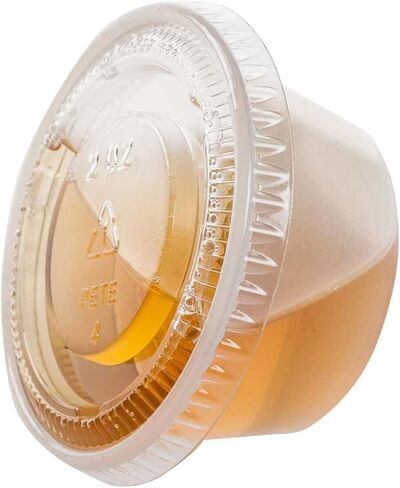 TashiBox Plastic Portion Cups with Lids [2 Ounce, 200 Sets] Disposable Plastic Cups for Meal Prep, Salad Dressing, Jellos Shot Cups, Souffle Cups, Condiment & Dipping Sauce Cups in Kuwait