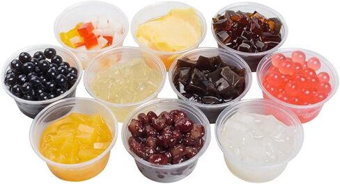 TashiBox Plastic Portion Cups with Lids [2 Ounce, 200 Sets] Disposable Plastic Cups for Meal Prep, Salad Dressing, Jellos Shot Cups, Souffle Cups, Condiment & Dipping Sauce Cups in Kuwait