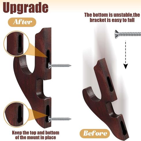 Chunful 2 Pcs Sword Wall Mount Sword Holder Katana Stand 1 Tier Katana Wall Mount Adjustable Sword Display Wooden Sword Mounts for Wall Sword Hanger for Samurai (Brown) in Kuwait