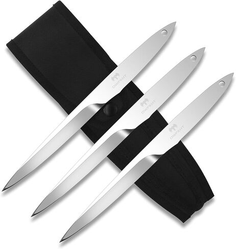 3-Pack Throwing Knives Set, 10.1" Full Tang Stainless Steel, 0.236" Thick, with Protective Nylon Sheaths – Ideal for Recreation & Competition, No Spin Throwing in Kuwait