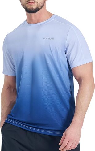 تي شيرت رجالي خفيف الوزن بأكمام قصيرة من EZRUN، سريع الجفاف، للتمرين والجري، قمصان سباحة رياضية، واقي من الطفح الجلدي in Kuwait