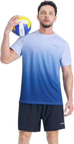 تي شيرت رجالي خفيف الوزن بأكمام قصيرة من EZRUN، سريع الجفاف، للتمرين والجري، قمصان سباحة رياضية، واقي من الطفح الجلدي in Kuwait