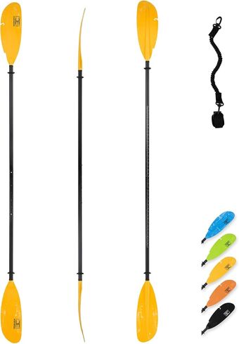 OCEANBROAD Adjustable Fishing Kayak Paddle - 94in/240cm-98in/250cm-102in/260cm Aluminum Alloy Shaft with Paddle Leash in Kuwait