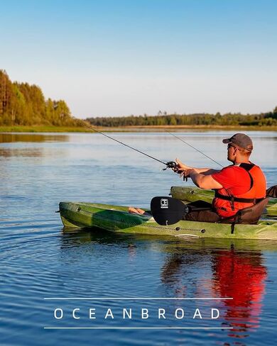 OCEANBROAD Adjustable Fishing Kayak Paddle - 94in/240cm-98in/250cm-102in/260cm Aluminum Alloy Shaft with Paddle Leash in Kuwait