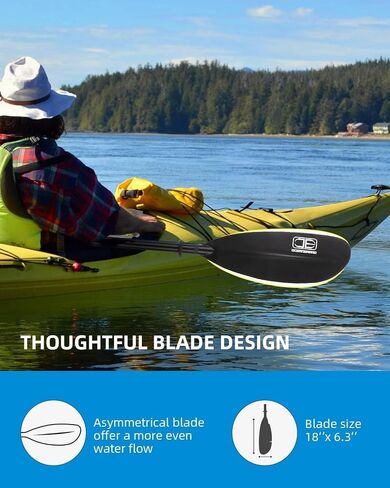OCEANBROAD Adjustable Fishing Kayak Paddle - 94in/240cm-98in/250cm-102in/260cm Aluminum Alloy Shaft with Paddle Leash in Kuwait