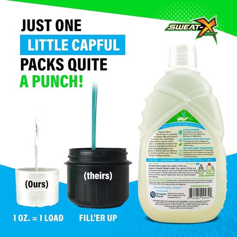 منظف ​​الغسيل Sweat X Original Activewear - يزيل أسوأ الروائح وأصعب البقع - غسول رياضي عالي الأداء لمعدات التدريب وجميع أنواع الأقمشة - 45 حمولة - عبوة واحدة in Kuwait