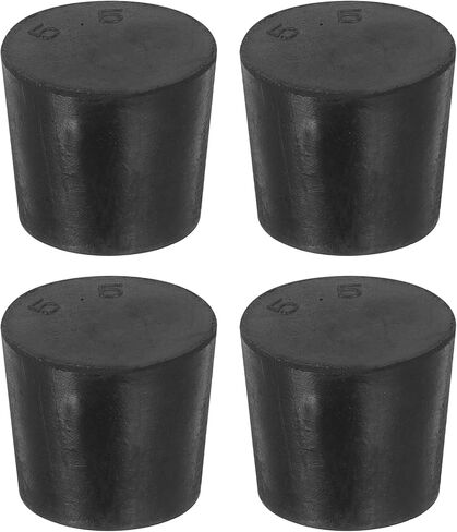uxcell 4 Pcs Solid Rubber Stopper, Tapered Lab Seal Tube Stopper Plug for Test Tube Flasks Glass Containers Industry and Laboratories, 50x42x25mm Black in Kuwait