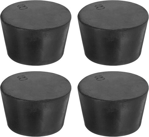 uxcell 4 Pcs Solid Rubber Stopper, Tapered Lab Seal Tube Stopper Plug for Test Tube Flasks Glass Containers Industry and Laboratories, 50x42x25mm Black in Kuwait