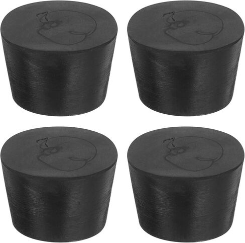 uxcell 4 Pcs Solid Rubber Stopper, Tapered Lab Seal Tube Stopper Plug for Test Tube Flasks Glass Containers Industry and Laboratories, 50x42x25mm Black in Kuwait