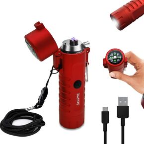 Electric Lighter Waterproof,Arc Lighter Plasma Lighter with LED Flashlight,Rechargeable USB Lighter Flameless Electric Lighters Outdoor(Camouflage)