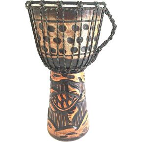 طبلة Djembe Drum منحوتة بعمق طبلة Djembe Bongo كونغو من الخشب الصلب - مقاس XL - 20 بوصة - جودة/صوت احترافي - ماركة JIVE (الفيل)