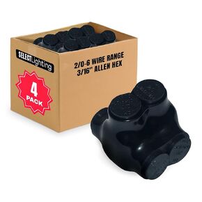 اختر موصل طاقة كهربائي مزدوج معزول أسود، نطاق أسلاك 2/0-6، Allen Hex 3/16"، 4 عبوات