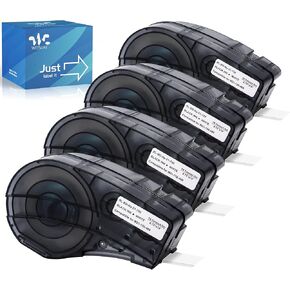 شريط ملصقات من الفينيل Weemay M21-750-595-WT M21-750-595 3/4 بوصة أسود على أبيض من الفينيل، للهوية الداخلية والخارجية، ووضع العلامات على المختبرات ووضع العلامات على المعدات، 0.75 بوصة عرض × 21 بوصة طول، 8 عبوات