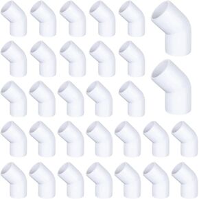 30 Pack 1/2 inch PVC Pipe Fittings 90 Degree PVC Elbow, 2-Way Right Angle PVC Pipe Fitting Connectors for DIY PVC Shelf Garden Support Structure Storage Frame(White) in Saudi Arabia