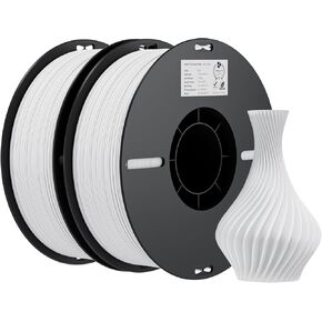 Creality PLA Filament 1.75 مم أبيض 2 كجم، 2 حزمة من خيوط الطابعة ثلاثية الأبعاد، حزمة 2 كجم للطباعة ثلاثية الأبعاد، رابطة قوية لا تتشابك، دقة الأبعاد +/- 0.02 مم، تناسب معظم طابعات FDM ثلاثية الأبعاد (أبيض وأبيض)