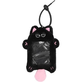 Plush Photocard Holder Keychain Pendant Women Girls Hanging Ornament Protection Sleeve for Bus ID Cards,Little Monsters