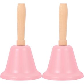 ifundom 2PCS عيد الميلاد اليد الجرس، العشاء الأحمر رنين الجرس المحمولة مع مقبض خشبي، أجراس اليد الخدمة لمستلزمات حفلة عيد الميلاد