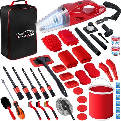 42PCS Car Detailing Kit Interior Cleaner, Car Cleaning Kit, Car Vacuum Car Interior Detailing Kit, Car Wash Kit with Bucket Detailing Brush Set Car Accessories for Motorcycle, Cars, Bikes, Wheels in Kuwait