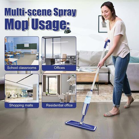 ممسحة رذاذ من الألياف الدقيقة لتنظيف الأرضيات الصلبة - ممسحة رذاذ مبللة من MEXERRIS، ممسحة غبار جافة مع وسادات قابلة للغسل 3X مناسبة لممسحة أرضية Swiffer Powermop، ممسحة مسطحة لتنظيف الأرضيات الخشبية والبلاط الفينيل in Kuwait