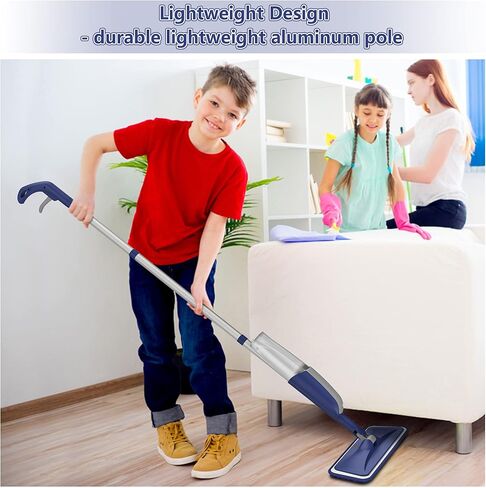 ممسحة رذاذ من الألياف الدقيقة لتنظيف الأرضيات الصلبة - ممسحة رذاذ مبللة من MEXERRIS، ممسحة غبار جافة مع وسادات قابلة للغسل 3X مناسبة لممسحة أرضية Swiffer Powermop، ممسحة مسطحة لتنظيف الأرضيات الخشبية والبلاط الفينيل in Kuwait