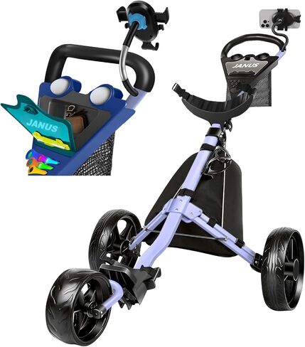 JANUS Golf Cart, Golf Bag cart, Foldable Golf Push cart,Golf Pull cart,3 Wheel Golf Push carts，with Gooseneck Phone Holder in Kuwait