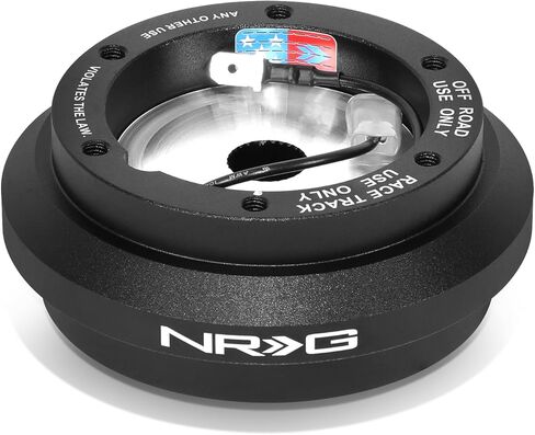 NRG Innovations NRG-SRK-190H عجلة قيادة بنمط السباق سريعة الإصدار، محول محور قصير، 6 × 70 مم، نمط مسمار، جسم أسود in Kuwait