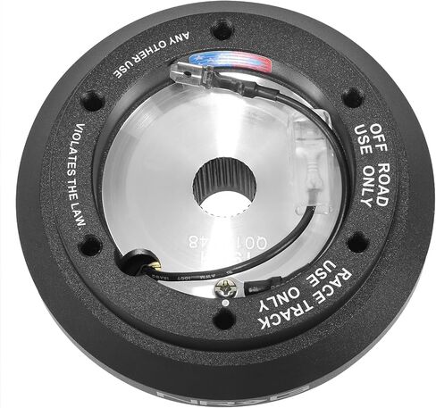 NRG Innovations NRG-SRK-190H عجلة قيادة بنمط السباق سريعة الإصدار، محول محور قصير، 6 × 70 مم، نمط مسمار، جسم أسود in Kuwait