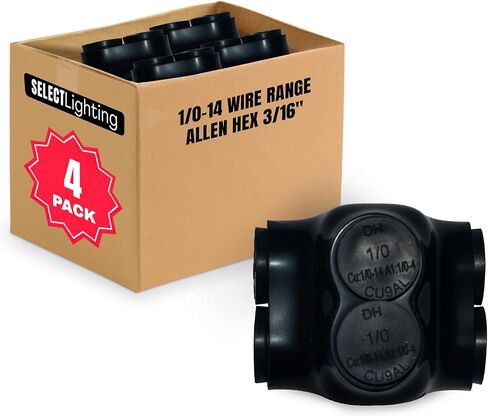 اختر موصل طاقة كهربائي مزدوج معزول أسود، نطاق أسلاك 2/0-6، Allen Hex 3/16"، 4 عبوات in Saudi Arabia