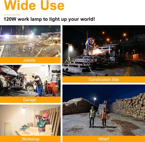 80W LED ضوء العمل المؤقت 12000Lm 5000K أضواء البناء LED ضوء العمل IP67 الغبار مقاوم للماء أضواء محمولة مع خطاف حماية من الفولاذ المقاوم للصدأ لمين رصيف موقع العمل المرآب مصنع الإضاءة in Kuwait