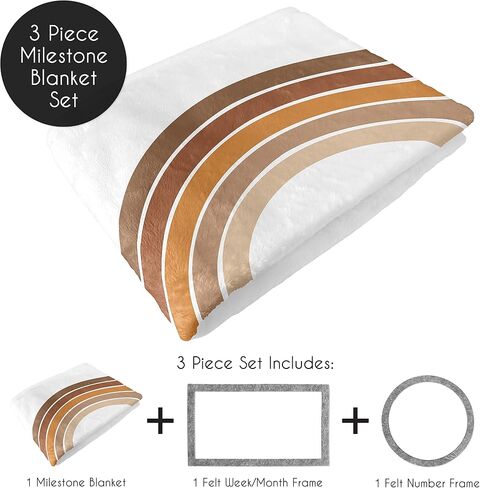 Sweet Jojo Designs Boho Rainbow Girl Milestone Blanket Monthly Newborn First Year Growth Mat Baby Shower Memory Keepsake - Blush Pink Dusty Rose Gold Yellow Mauve Taupe Beige Tan Bohemian Celestial in Saudi Arabia
