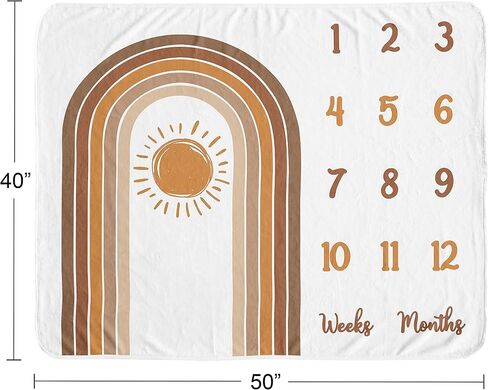 Sweet Jojo Designs Boho Rainbow Girl Milestone Blanket Monthly Newborn First Year Growth Mat Baby Shower Memory Keepsake - Blush Pink Dusty Rose Gold Yellow Mauve Taupe Beige Tan Bohemian Celestial in Saudi Arabia