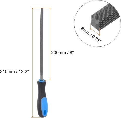HARFINGTON Square File 8" High Carbon Hardened Steel Double Cut Hand Rasp with Plastic Handle for Deburring and Removing Material in Kuwait