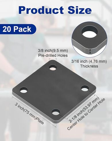 Rocaris 1 قطعة 8 × 8 × 5/16 بوصة لوح فولاذي A36 ملفوف على الساخن، لوحة قاعدة فولاذية مع 4 فتحات لوحة مربعة معدنية لألواح البناء، دعم الهيكل، مربع قابل للحام وصناعي in Kuwait