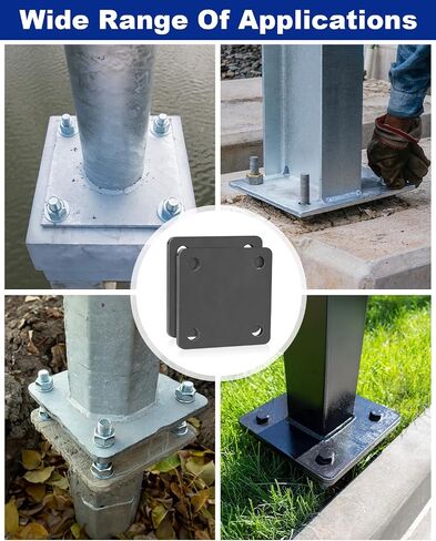 Rocaris 1 قطعة 8 × 8 × 5/16 بوصة لوح فولاذي A36 ملفوف على الساخن، لوحة قاعدة فولاذية مع 4 فتحات لوحة مربعة معدنية لألواح البناء، دعم الهيكل، مربع قابل للحام وصناعي in Kuwait
