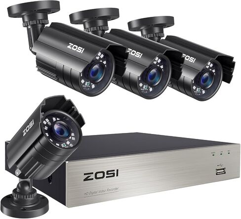 ZOSI 3K Lite 8CH Security Camera System with AI Human/Vehicle Detection,Night Vision,H.265+ 5MP 8Channel CCTV DVR with 1TB Hard Drive,8pcs 1920TVL 1080p Outdoor Indoor Cameras,for Home 24/7 Recording in Kuwait