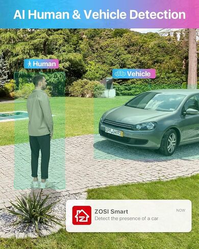 ZOSI 3K Lite 8CH Security Camera System with AI Human/Vehicle Detection,Night Vision,H.265+ 5MP 8Channel CCTV DVR with 1TB Hard Drive,8pcs 1920TVL 1080p Outdoor Indoor Cameras,for Home 24/7 Recording in Kuwait