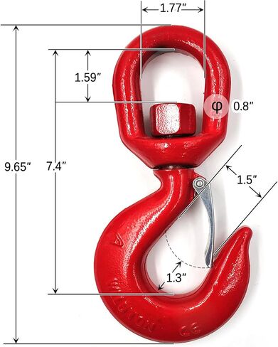3 Tons Lifting Swivel Hook with Safety Latch 3/4'' and 6600 lbs Load Capacity, Heavy Duty Swivel Lifting Hook for Lifting in Kuwait