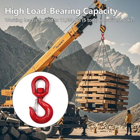 3 Tons Lifting Swivel Hook with Safety Latch 3/4'' and 6600 lbs Load Capacity, Heavy Duty Swivel Lifting Hook for Lifting in Kuwait