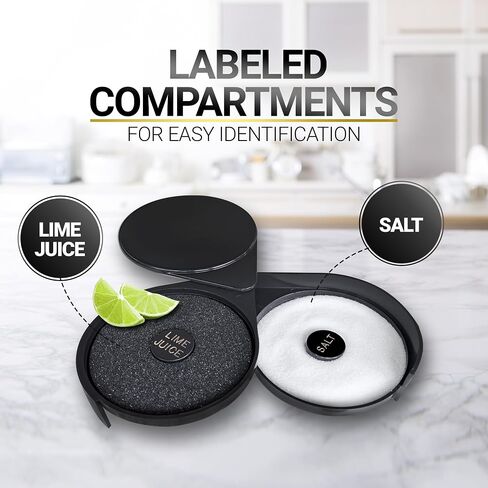 Esatto Glass Salt Rimmer 3 Tier for Margarita Tray and Cocktail, Black with 2 Extra Sponge’s + 3 Pourers – Apply Salt, Sugar, and Lime Juice for Better Drinks and Efficient Drink Preparation in Kuwait
