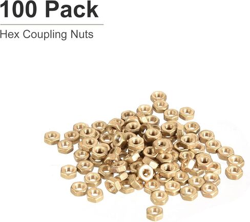 صواميل سداسية M2x0.4mm(DxP) - 100 عبوة - جيدة لإصلاح المرآب المنزلي - صواميل سداسية نحاسية - لون ذهبي in Kuwait